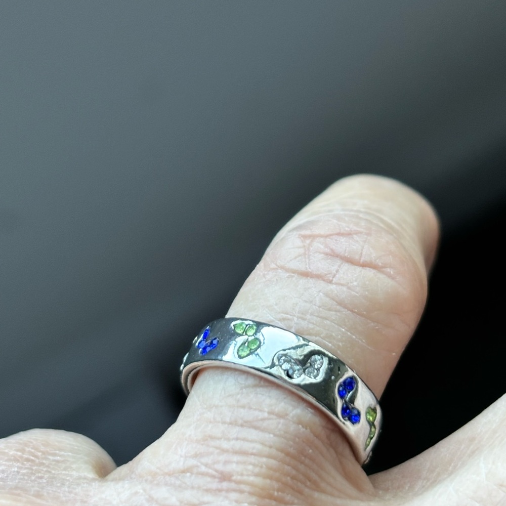 Butterfly Silver Band Ring Multi Colored Cubic Zirconia Stones Size 6 LAST ONE - Picture 3 of 3
